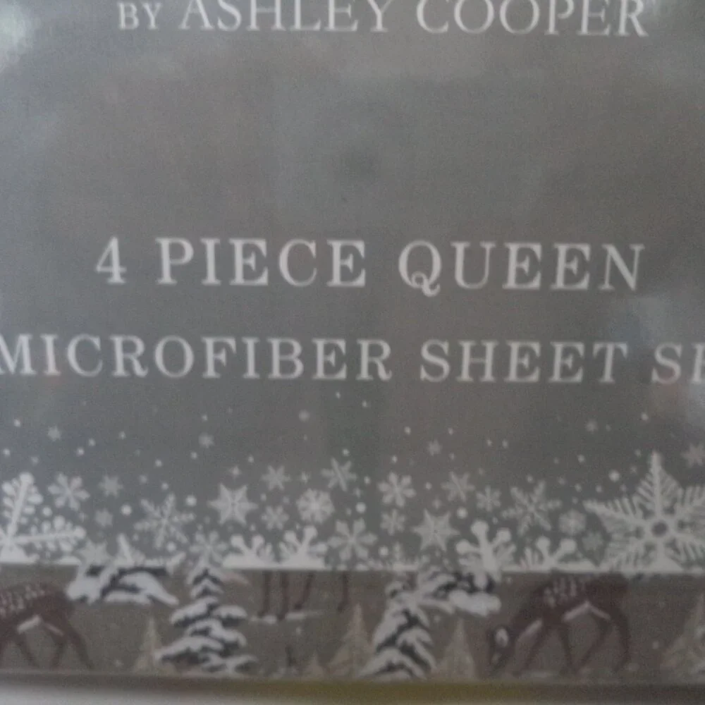 Ashley Cooper Winter Deer Tree 4 piece Micro Fiber King sheet set NEW NWT